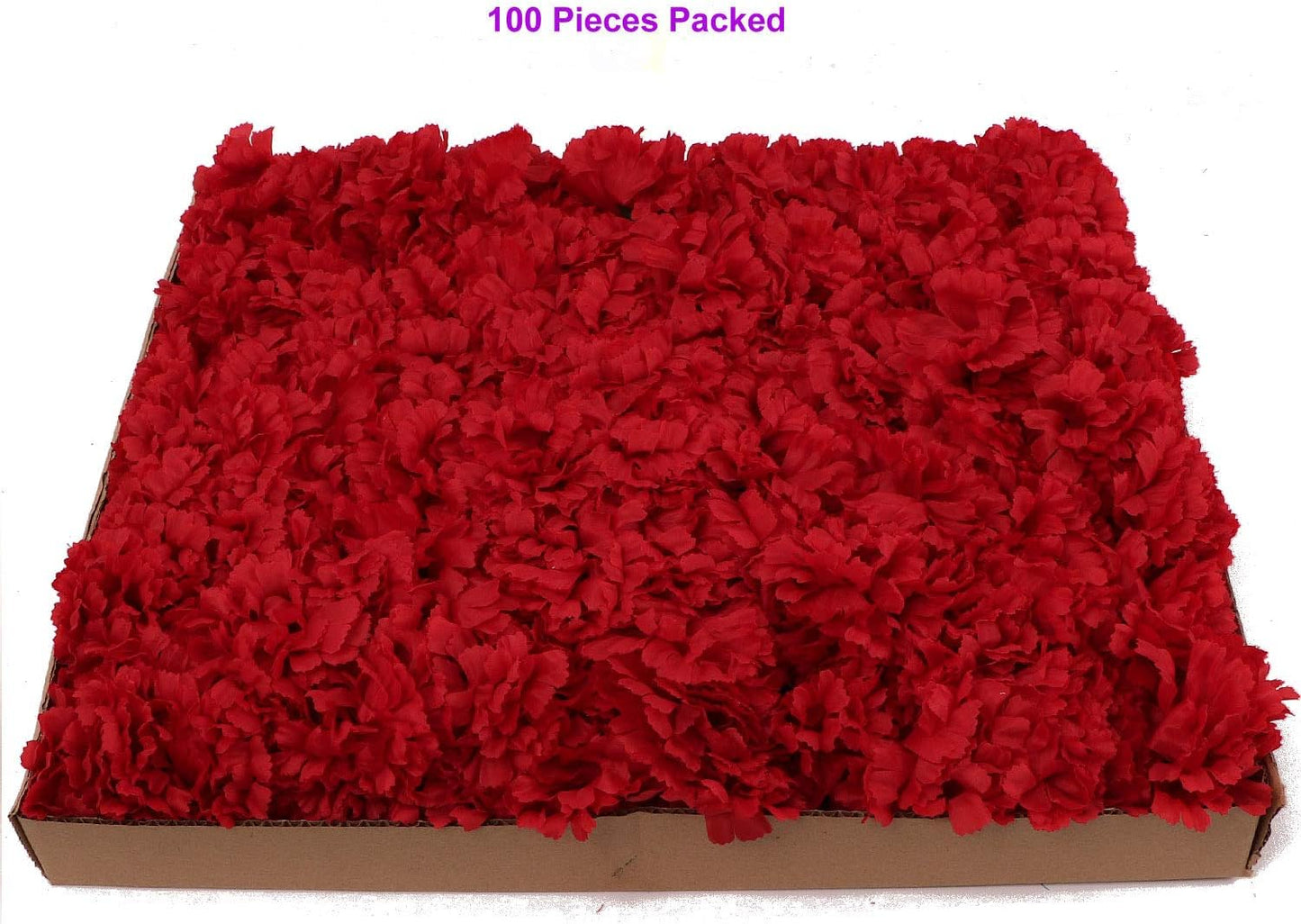 Burgundy Silk Carnation Picks, Artificial Flowers for Weddings, Decorations, DIY Decor, 100 Count Bulk, 3.5" Carnation Heads with 5" Stems