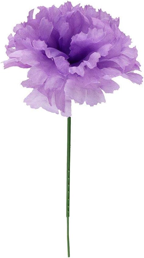 Lavender Silk Carnation Picks, Artificial Flowers for Weddings, Decorations, DIY Decor, 100 Count Bulk, 3.5" Carnation Heads with 5" Stems