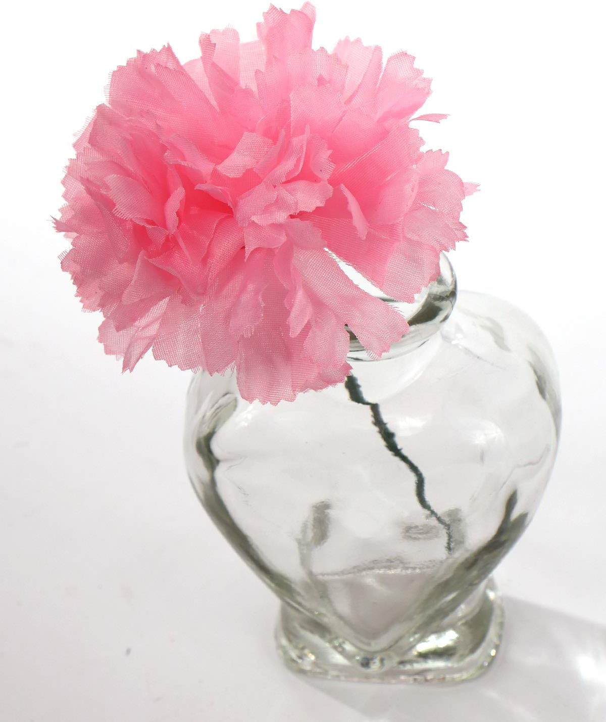 Pink Silk Carnation Picks, Artificial Flowers for Weddings, Decorations, DIY Decor, 100 Count Bulk, 3.5" Carnation Heads with 5" Stems