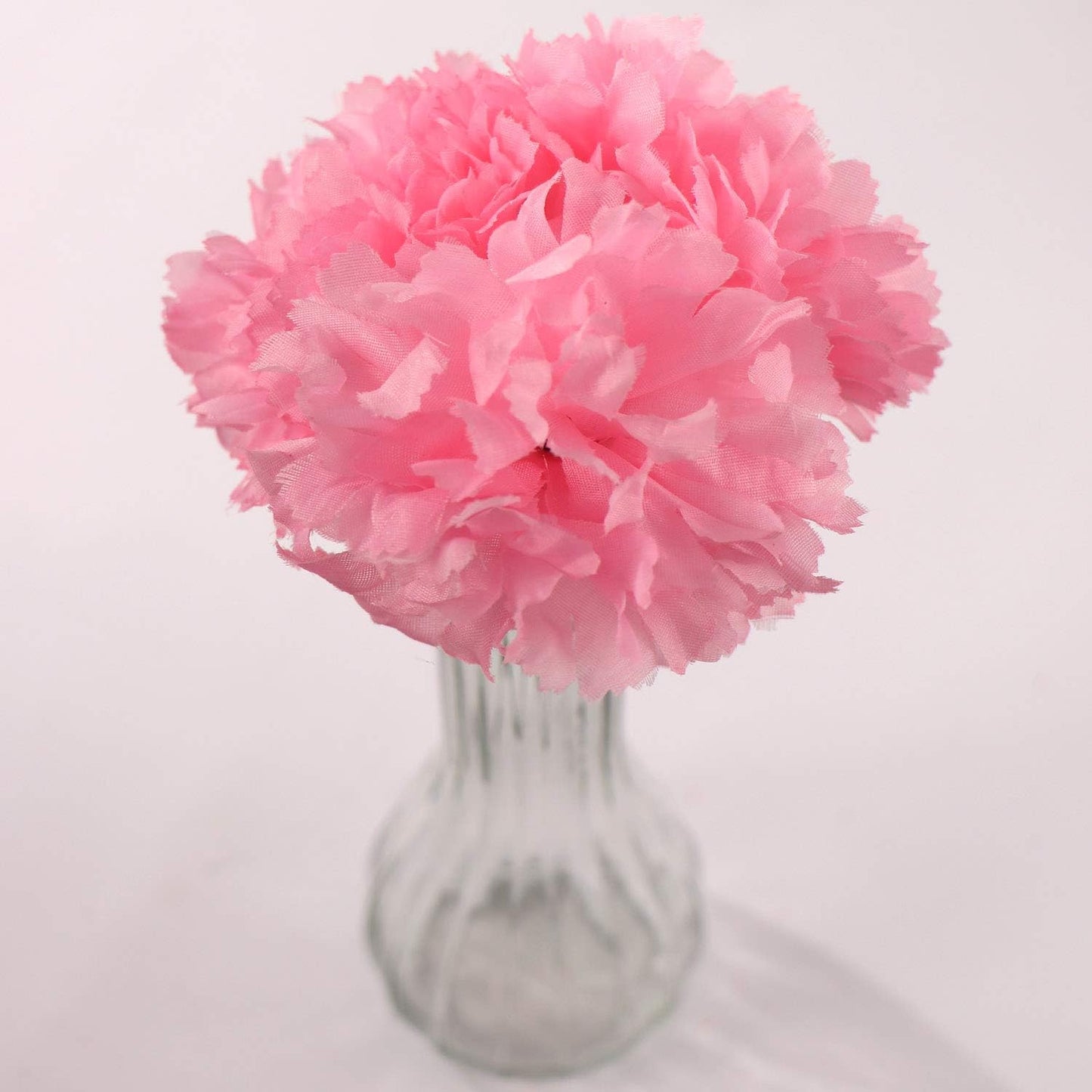 Pink Silk Carnation Picks, Artificial Flowers for Weddings, Decorations, DIY Decor, 100 Count Bulk, 3.5" Carnation Heads with 5" Stems