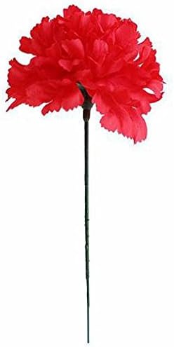 Red Silk Carnation Picks, Artificial Flowers for Weddings, Decorations, DIY Decor, 100 Count Bulk, 3.5" Carnation Heads with 5" Stems