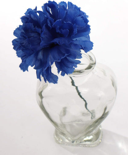 Blue Silk Carnation Picks, Artificial Flowers for Weddings, Decorations, DIY Decor, 100 Count Bulk, 3.5" Carnation Heads with 5" Stems