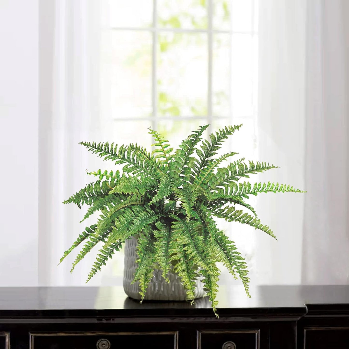 Boston Fern Artificial Plants - UV Resistant, Indoor or Outdoor Plant, Hanging Basket or Planter, 34" Inch Diameter 42 Fronds