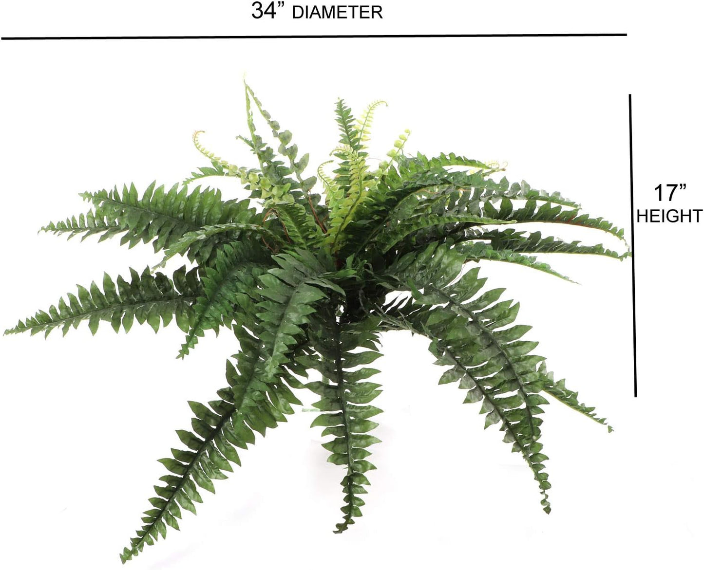 Boston Fern Artificial Plants - UV Resistant, Indoor or Outdoor Plant, Hanging Basket or Planter, 34" Inch Diameter 42 Fronds