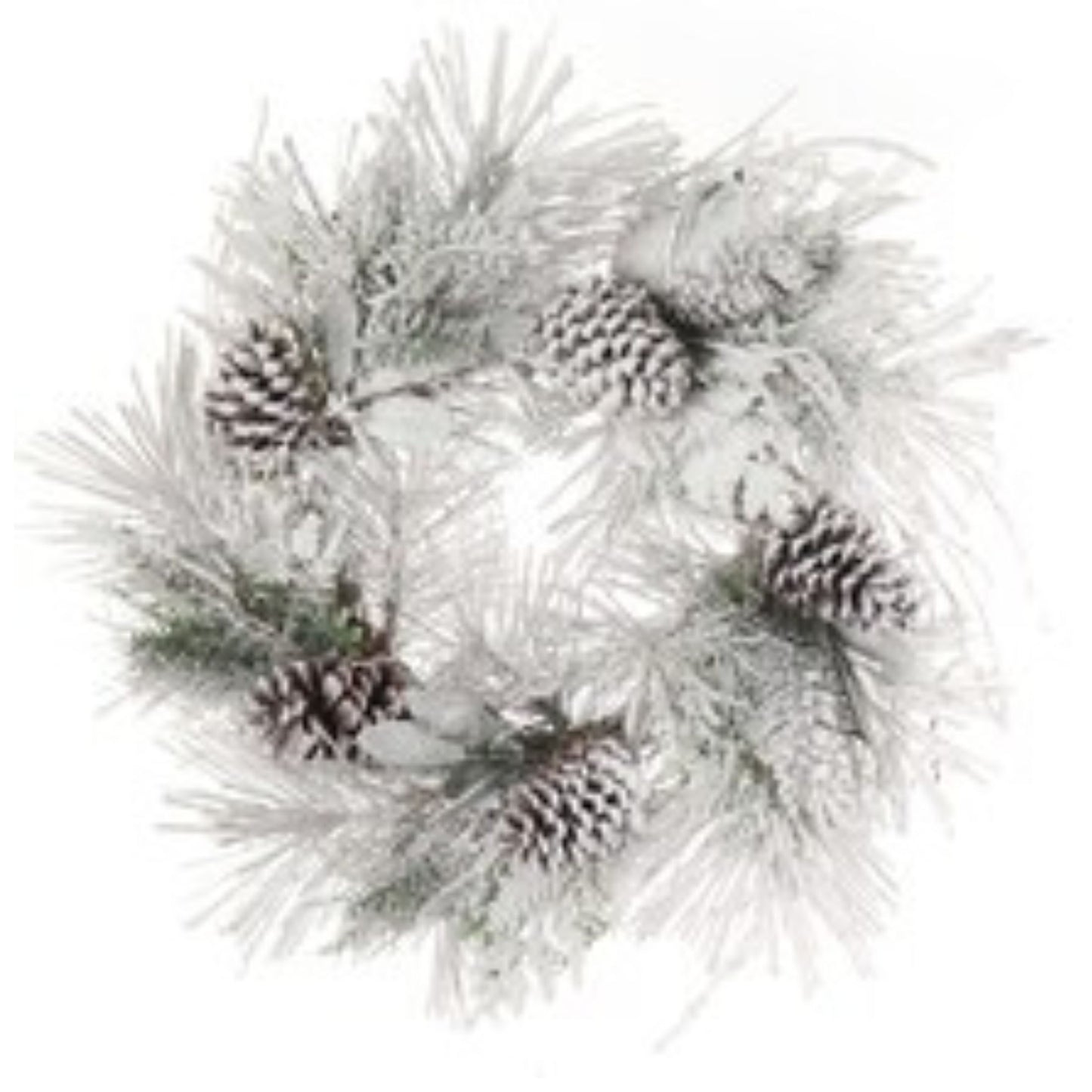 24" Christmas Snow Pine Wreath with Pine Cones - Set of 2, Perfect for Winter Decor, Holiday Accents & Front Door Displays