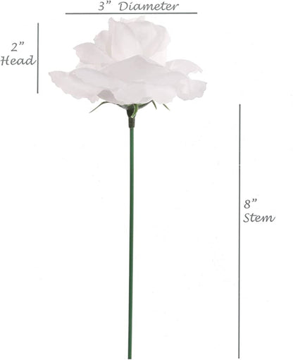 Enchanting Elegance: 100-Pack of Luxurious Silk White Rose Picks for Timeless Floral Decor and Crafts"