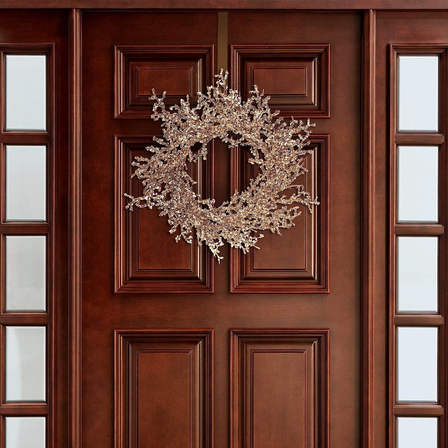 22" Artificial Iced Twig Front Door Christmas Decor