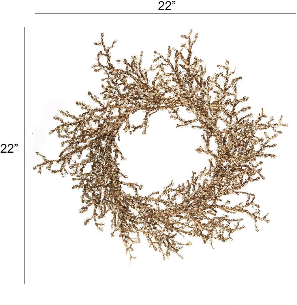 22" Artificial Iced Twig Front Door Christmas Decor