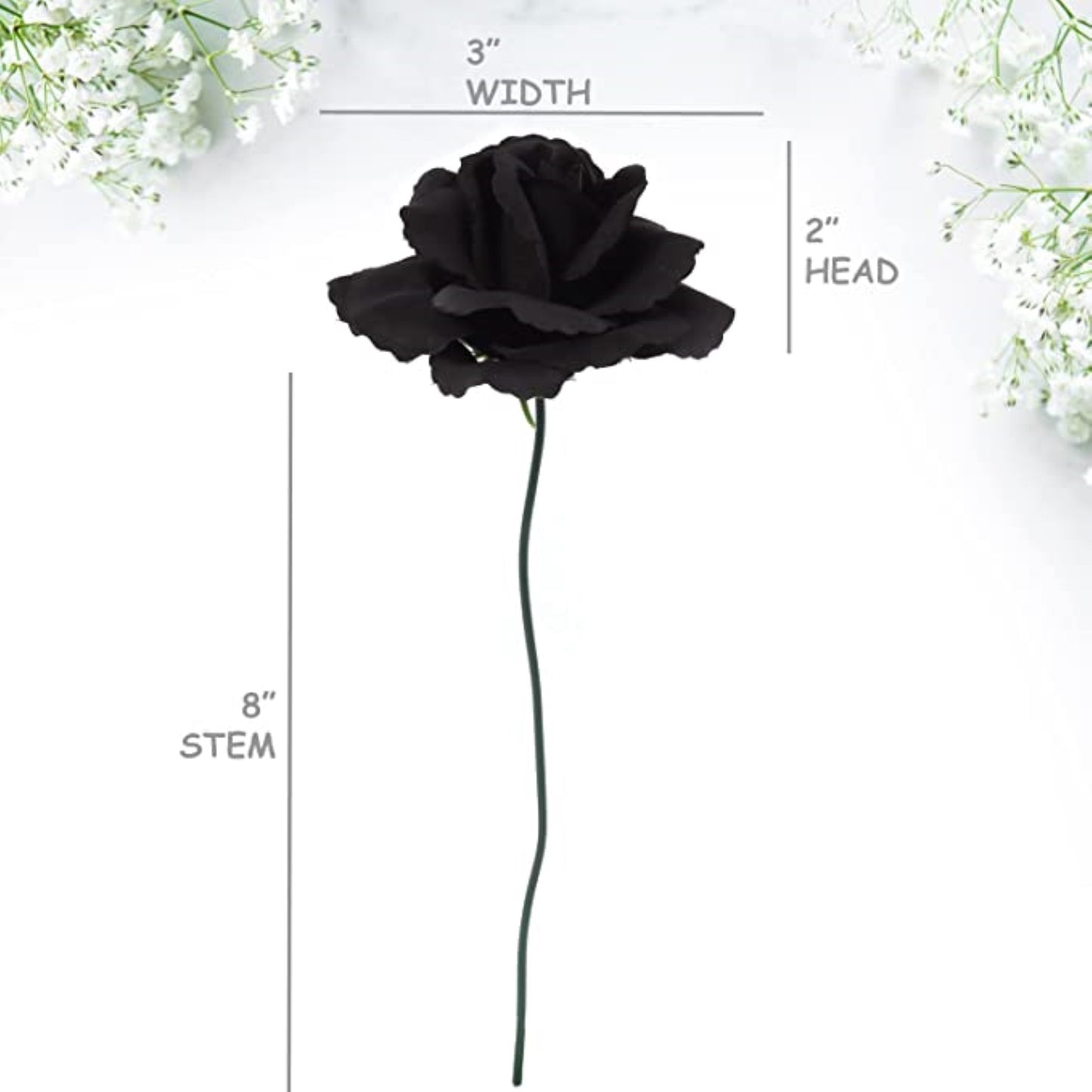 Timeless Elegance: 100-Pack of Silk Black Rose Picks for Exquisite Floral Arrangements, Crafts, and Home Decor