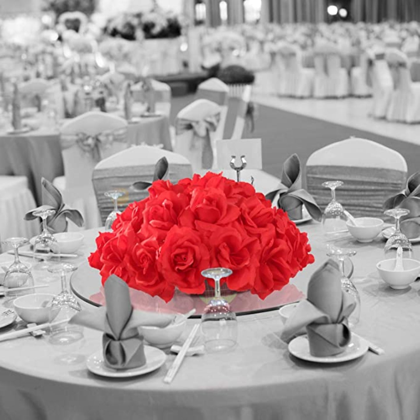 Timeless Elegance: 100-Pack of Luxurious Silk Red Rose Picks for Unforgettable Moments and Celebrations