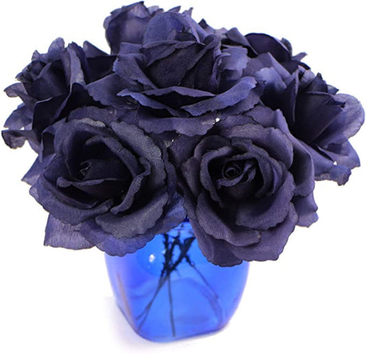 Navy Blue Serenade: 100-Pack of Silk Navy Blue Rose Picks for Striking Floral Arrangements, Crafts, and Home Decor