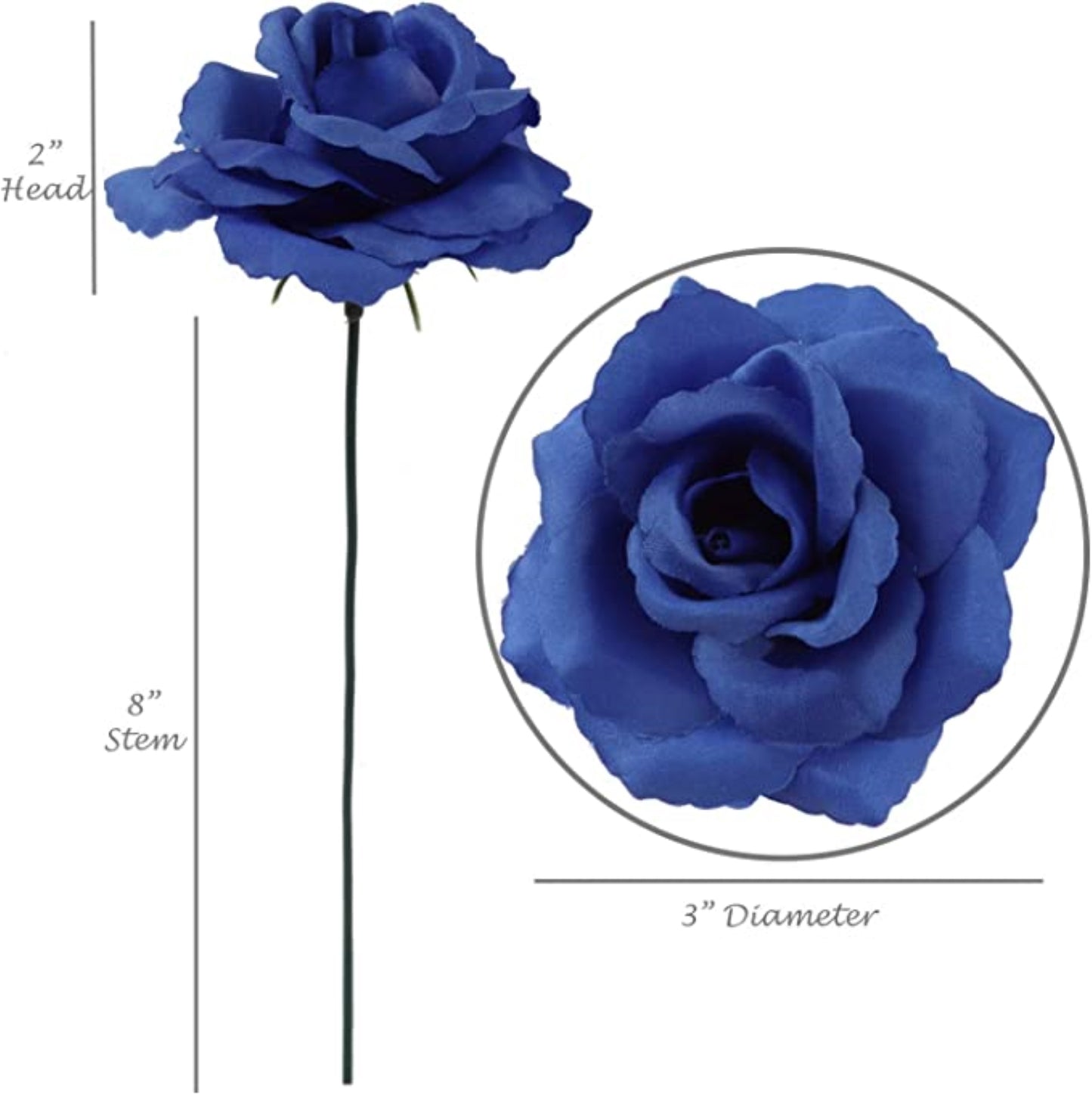 Royal Blue Enchantment: 100-Pack of Silk Royal Blue Rose Picks for Stunning Floral Arrangements, Crafts, and Home Decor