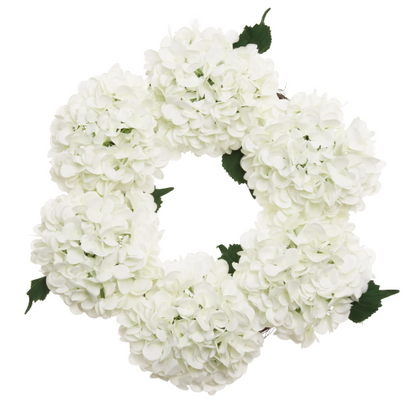 18" Artificial White Hydrangea Wreath, Handcrafted & UV Resistant, All-Season Floral Decor, Perfect for Home, Weddings, Events & Christmas Displays