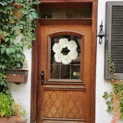 18" Artificial White Hydrangea Wreath, Handcrafted & UV Resistant, All-Season Floral Decor, Perfect for Home, Weddings, Events & Christmas Displays