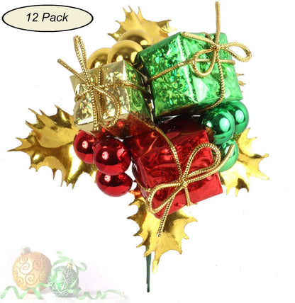Multi-Colored Traditional Christmas Ornament Pick - 7" (12 Pieces)