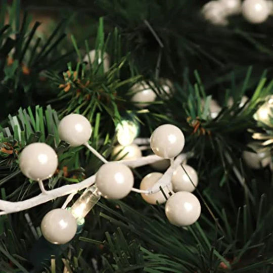 17" Pearl White Berry Spray | Set of 12 Stems | 35 Lifelike Berries per Stem | Elegant Holiday Décor Accents | Christmas Tree Picks | Wreath & Garland Embellishments | Home & Office Décor