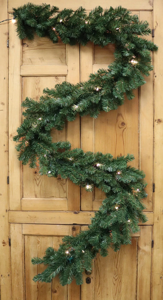 Pre-Lit Artificial Pine Garland Northern Spruce 240 Tips 50 Lights- 9' x 12"