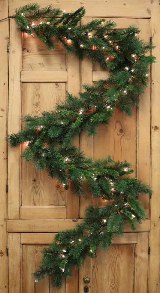Pre-Lit Artificial Pine Garland Majestic Style with 160 Life-like Tips and 100 Lights 9 x 12"