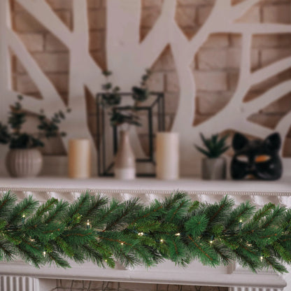 Pre-Lit Artificial Pine Garland Majestic Style with 160 Life-like Tips and 100 Lights 9 x 12"