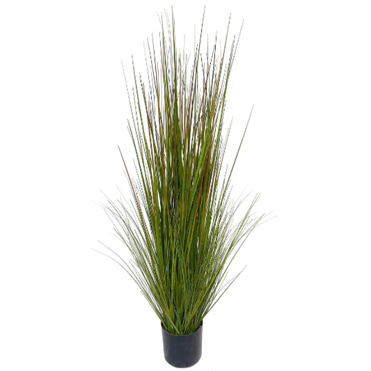 Cattail Grass Bush Artificial in Black Pot 5' Silk Fake Grass