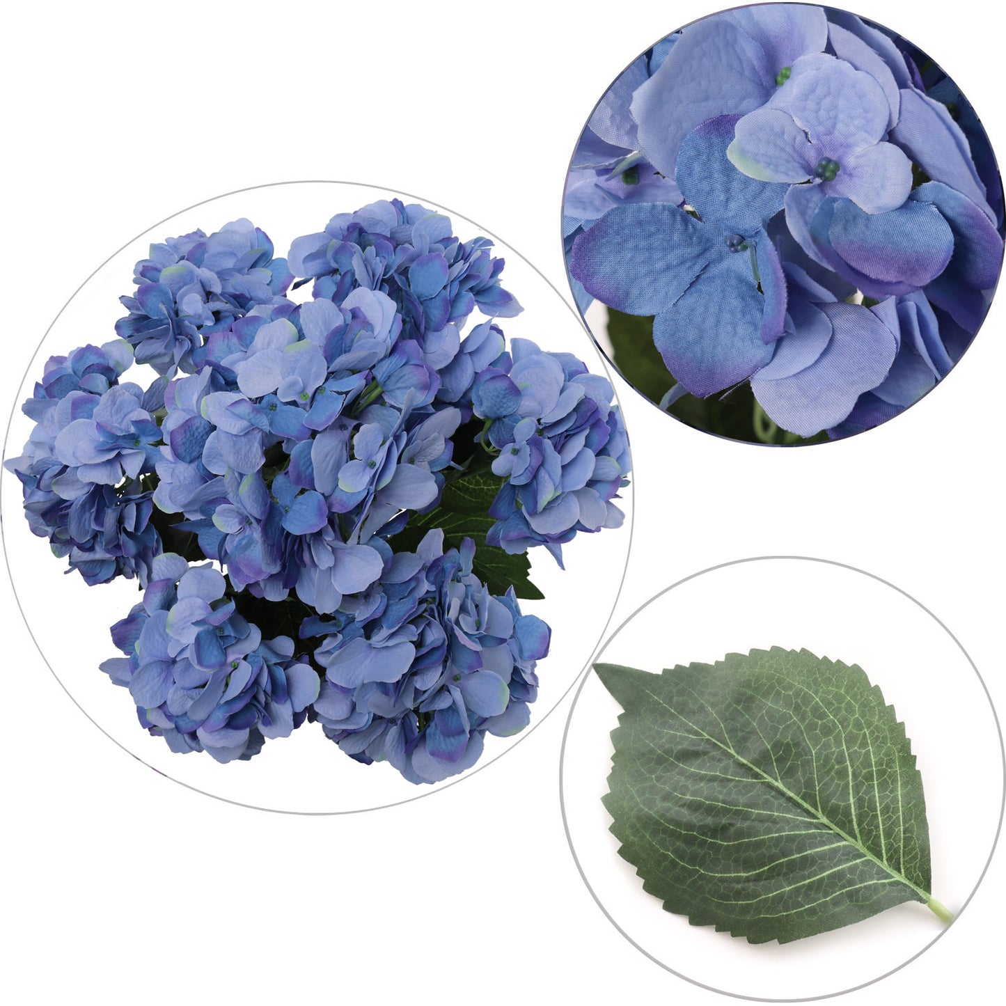 Blue Skies Bloom : Artificial 20" Silk Blue Hydrangea Bush UV Resistant for Indoor and Outdoor Use