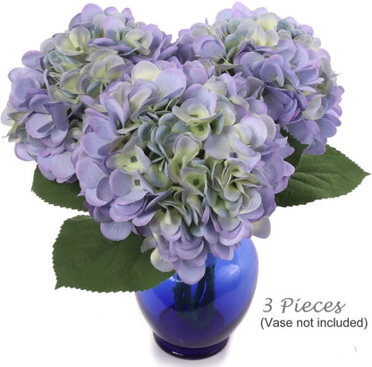 Blue Silk Hydrangea Flowers - 18"  (3 Pieces)