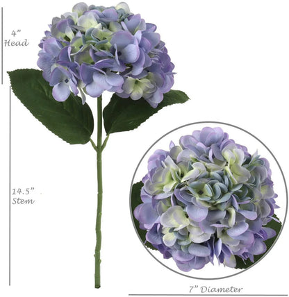 Blue Silk Hydrangea Flowers - 18"  (3 Pieces)