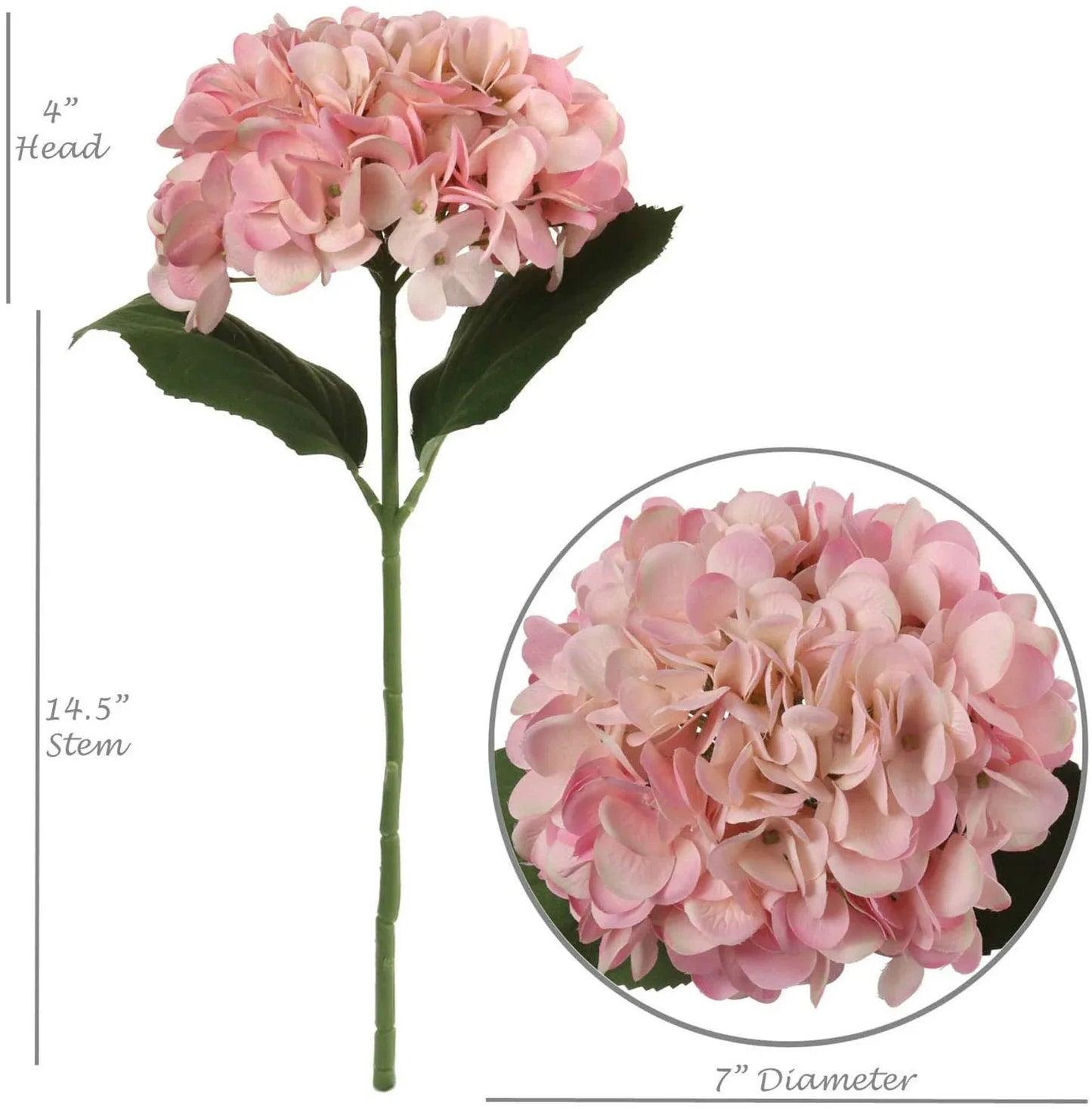 Pink Silk Hydrangea Flowers - 18"  (3 Pieces)