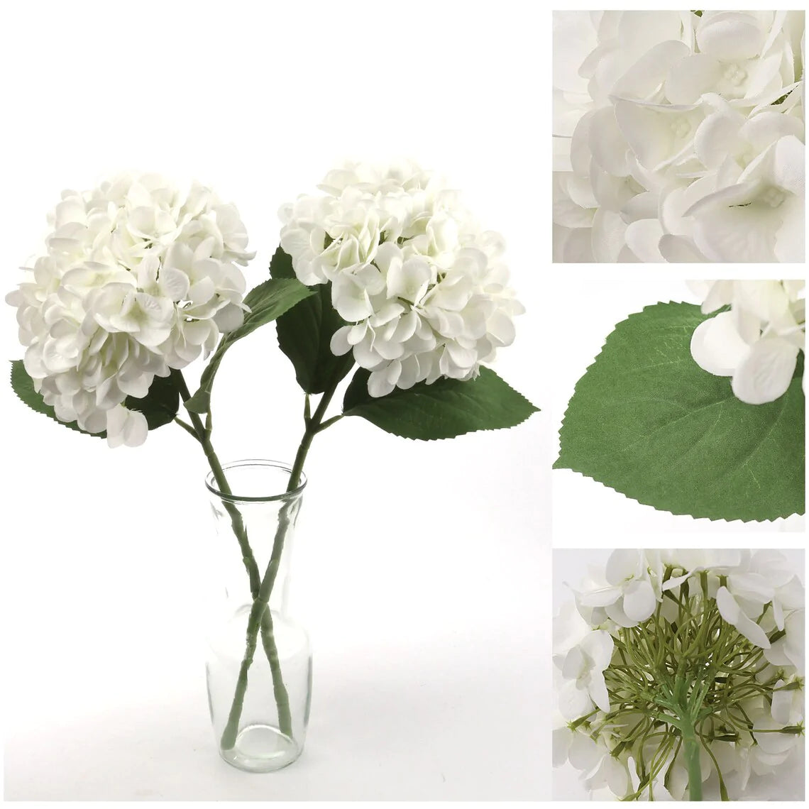 White Silk Hydrangea Flowers - 18"  (3 Pieces)