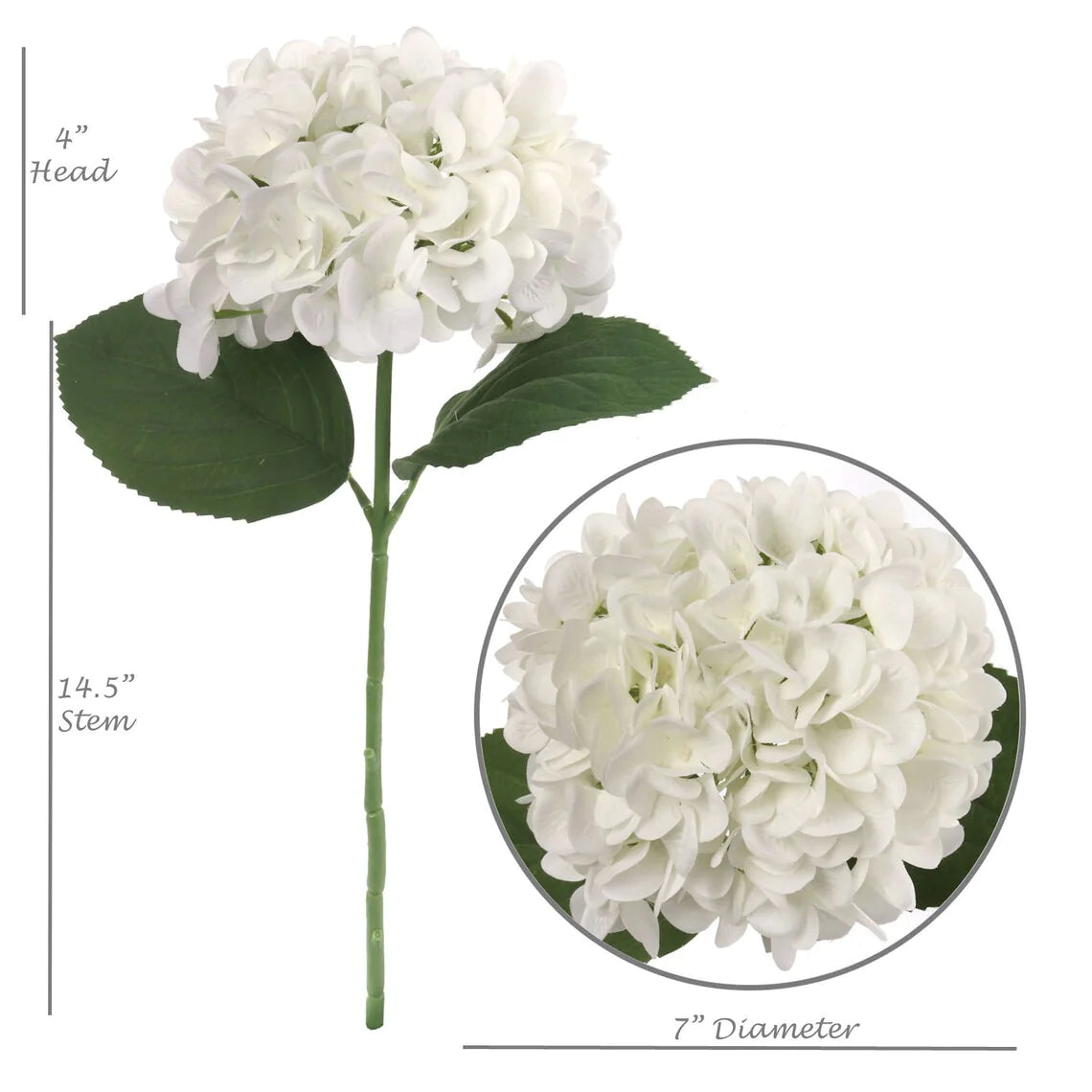 White Silk Hydrangea Flowers - 18"  (3 Pieces)