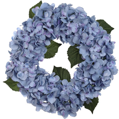 Artificial Blue Hydrangea Wreath - 18"