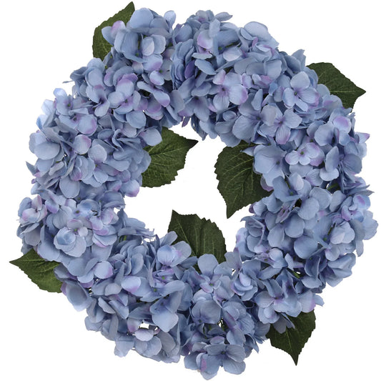 18" Artificial Blue Hydrangea Wreath, Lifelike Floral Decor, Perfect for Home, Weddings, Events & Christmas Displays