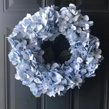 Artificial Blue Hydrangea Wreath - 18"