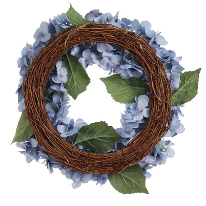 Artificial Blue Hydrangea Wreath - 18"