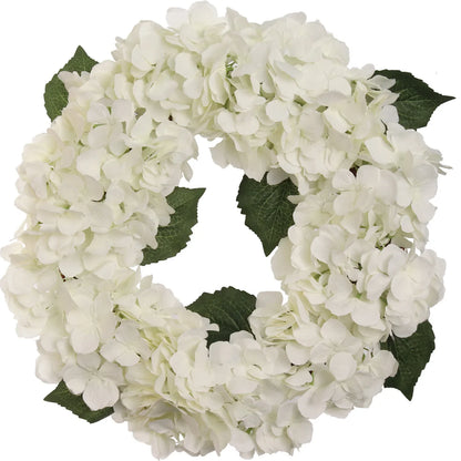 Artificial White Hydrangea Wreath - 18"