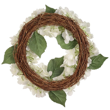 Artificial White Hydrangea Wreath - 18"