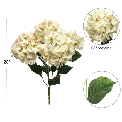 Elegant Beige Hydrangea Bush - Artificial Flower Arrangement for Home & Garden Décor - Realistic & Maintenance-Free Faux Floral Accent