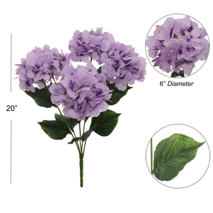 Charming Lavender Hydrangea Bush - Artificial Flower Arrangement for Home & Garden Décor - Realistic & Maintenance-Free Faux Floral Accent