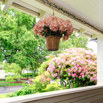 Delightful Pink Hydrangea Bush - Artificial Flower Arrangement for Home & Garden Décor - Realistic & Maintenance-Free Faux Floral Accent