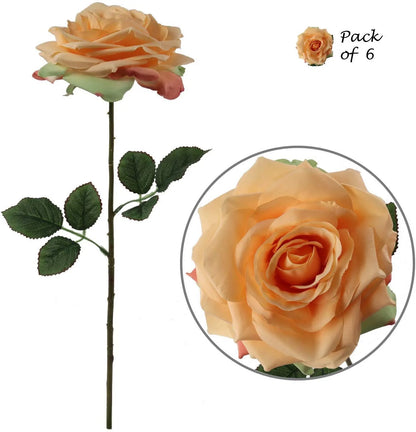 Artificial Apricot Open Rose Stem-20''