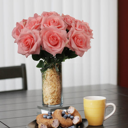 Artificial Pink Long Stem Rose - 20" (6 Pieces)