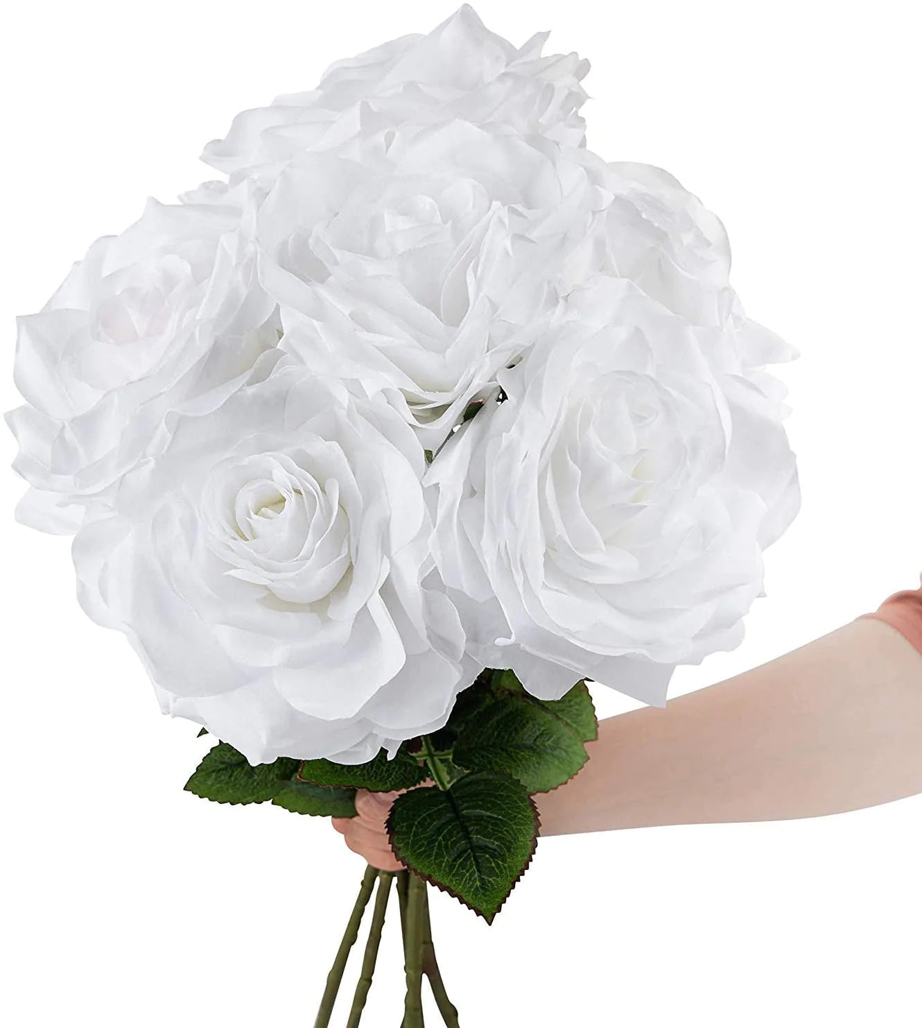 Artificial White Open Rose Stem-20"