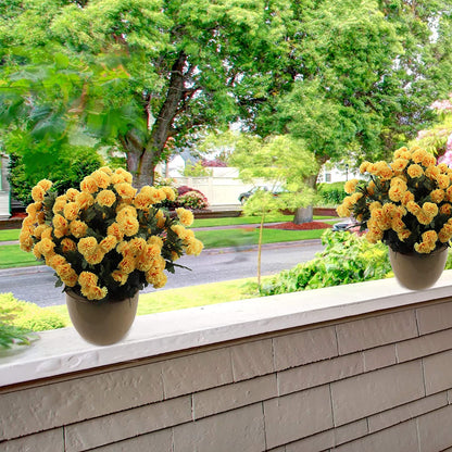 Artificial Yellow Mum Bush-18''
