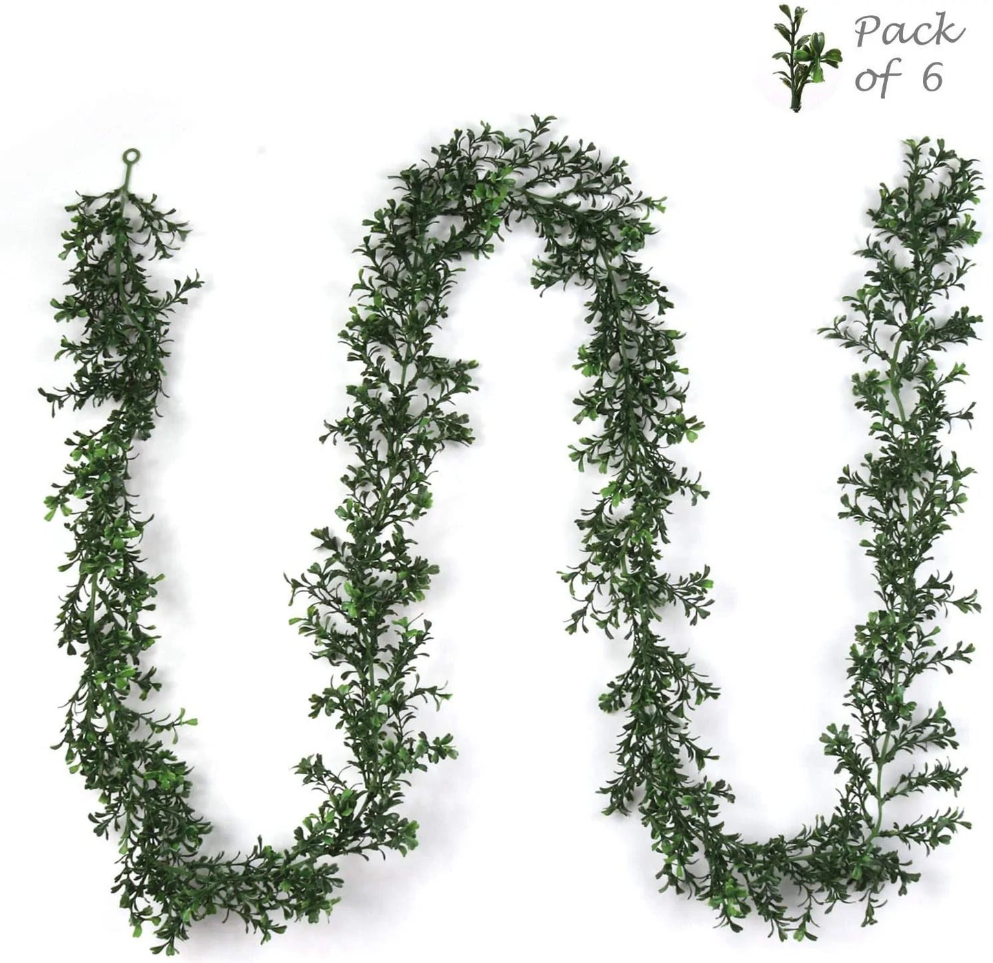 9' Artificial Boxwood Garland, Lifelike Greenery, Perfect for Home, Wedding, Event & Christmas Decor