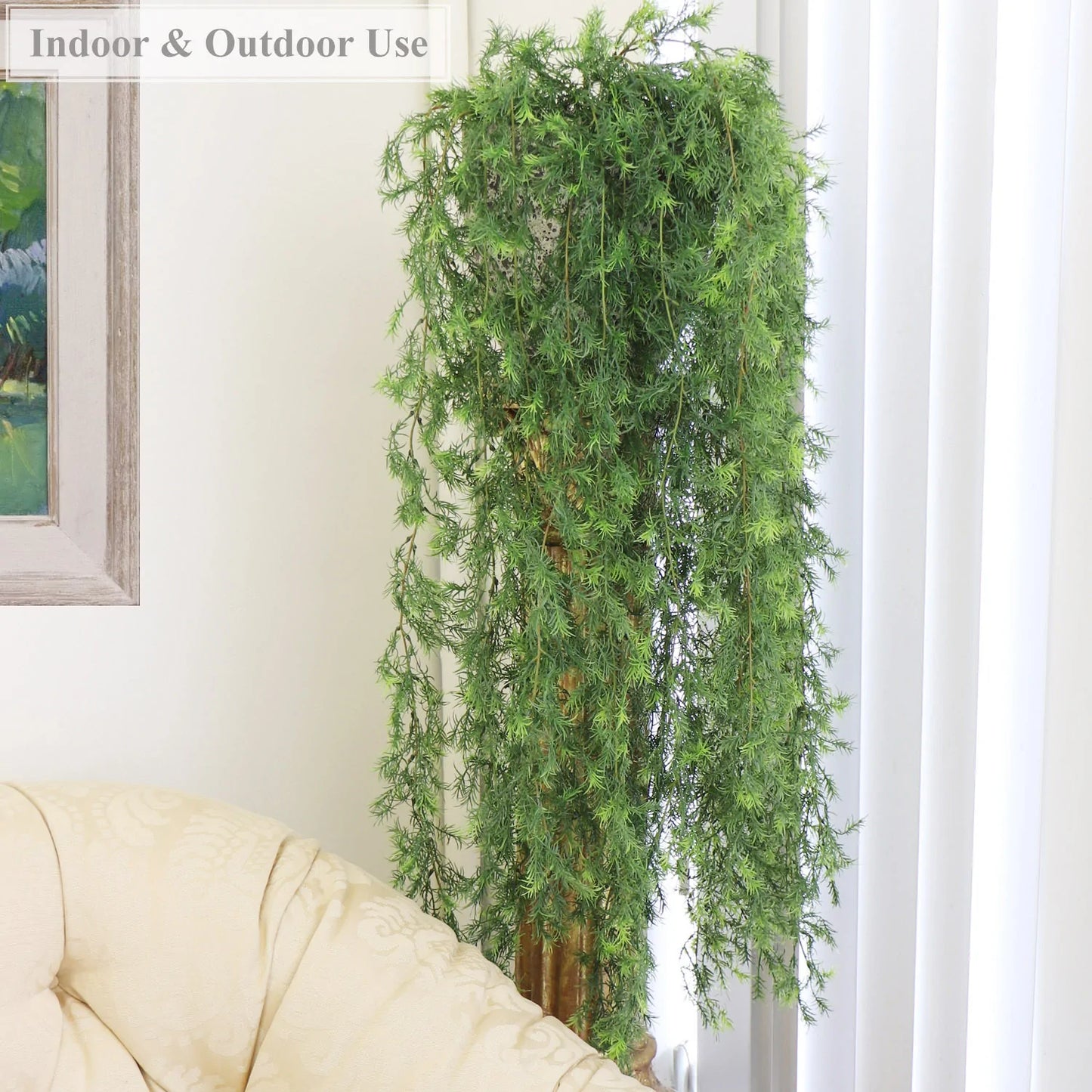 All Weather Artificial SpringeriI Plant Hanging w 9 Branches 45"