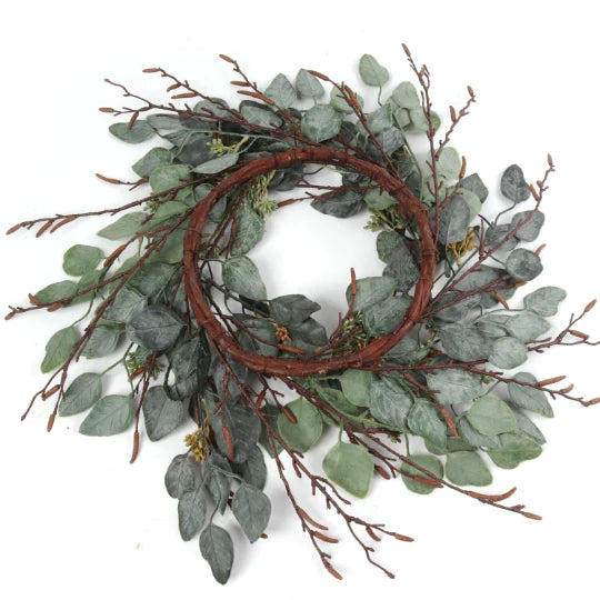 24" Eucalyptus Wreath - Lush Greenery Front Door Decor, Handcrafted, Indoor/Outdoor, All-Season, Elegant Welcome Accent for Home & Patio