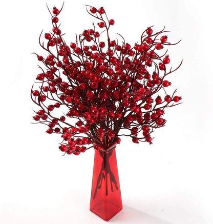 18" Artificial Red Berry Spray with Branches (6 Pieces), Lifelike Seasonal Accent, Perfect for Crafts, Floral Arrangements & Christmas Decor