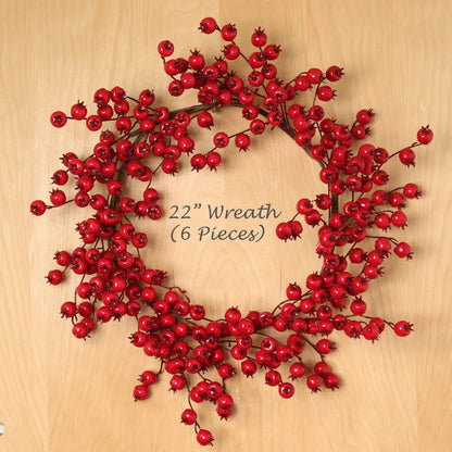 18" Artificial Red Berry Spray with Branches (6 Pieces), Lifelike Seasonal Accent, Perfect for Crafts, Floral Arrangements & Christmas Decor