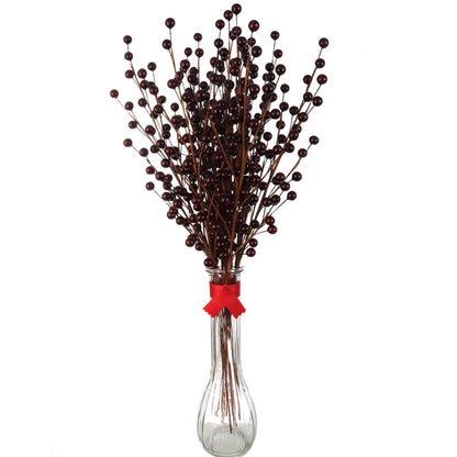 Artificial Burgundy Berry Stem Picks 35 Berries- 17"