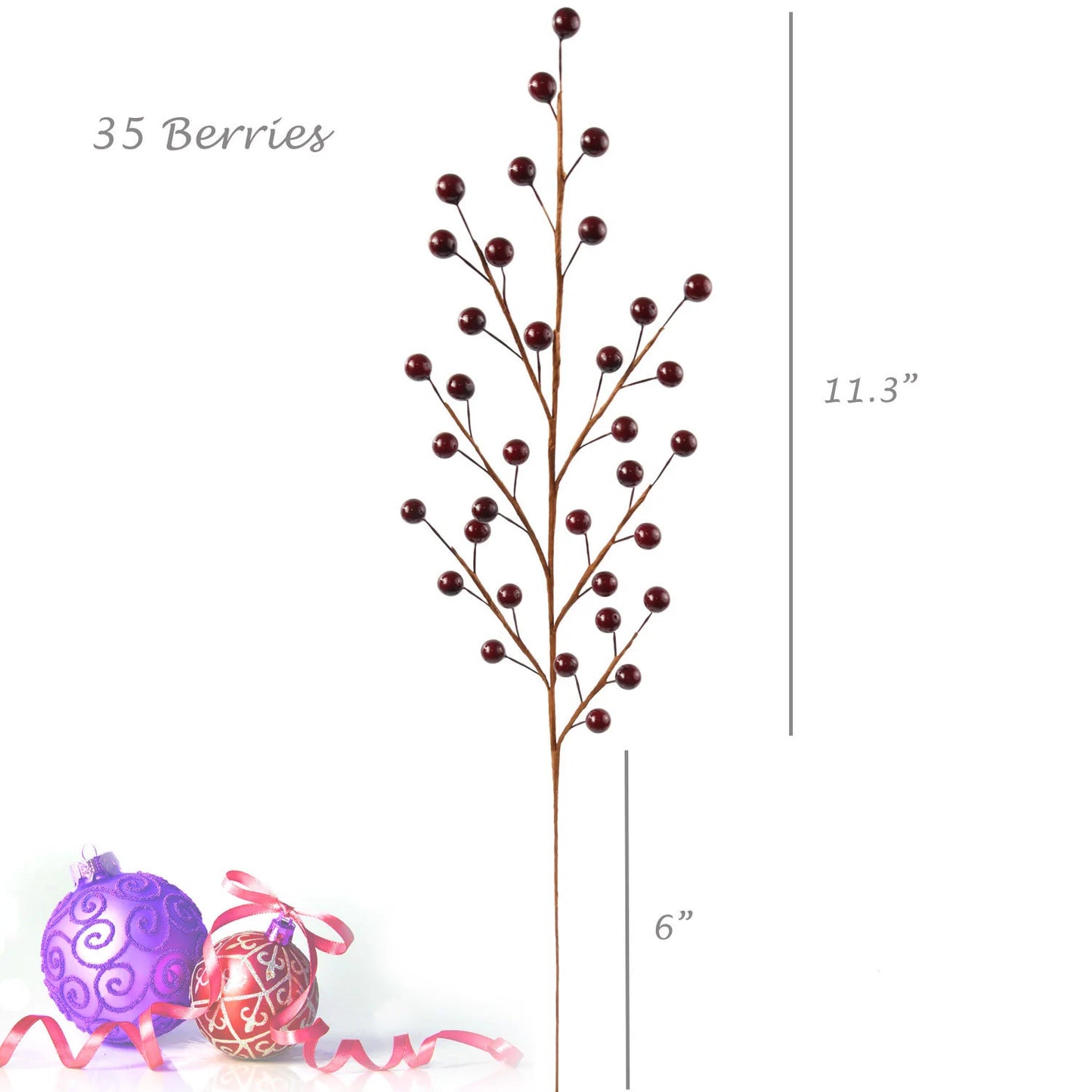 Artificial Burgundy Berry Stem Picks 35 Berries- 17"